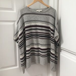 Striped Ann Taylor LOFT poncho sweater